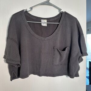 Aerie Cropped Waffle Tee